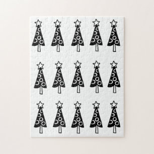 Frohe Weihnachts-Puzzle Weihnachten Schwarze Bäume Puzzle