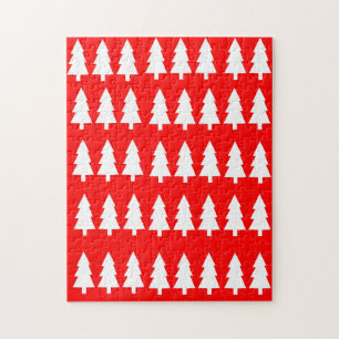 Frohe Weihnachts-Puzzle Weihnachten Weiße Bäume ro Puzzle