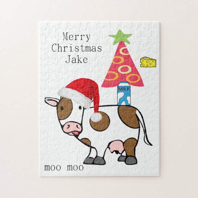 Frohe Weihnachts-Puzzle Weihnachtskuh Käse Puzzle (Vertikal)
