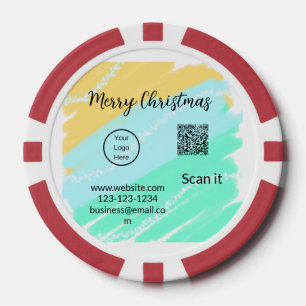 Frohe Weihnachts QR-Code Business gelb grünes Wass Pokerchips