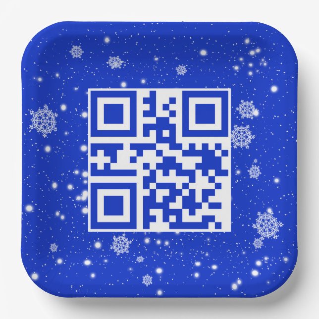 Frohe Weihnachts QR-Code für Schneeflocken Pappteller (Vorderseite)