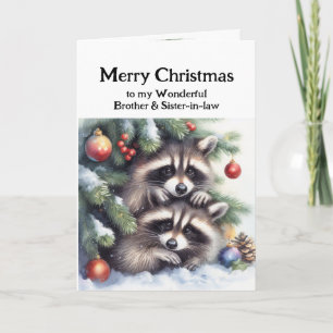 Frohe Weihnachts Raccoons Brother & Schwiegervater Karte