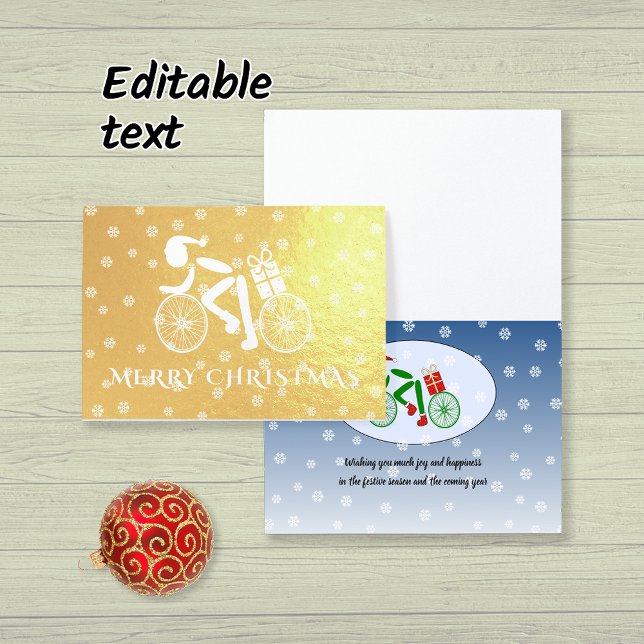 Frohe Weihnachts-Radfahrer-Custom Text Foil Card Folienkarte (Von Creator hochgeladen)