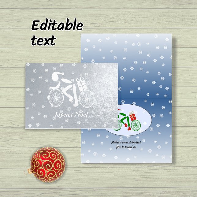 Frohe Weihnachts-Radfahrer Französisch Foil Card Folienkarte (Von Creator hochgeladen)