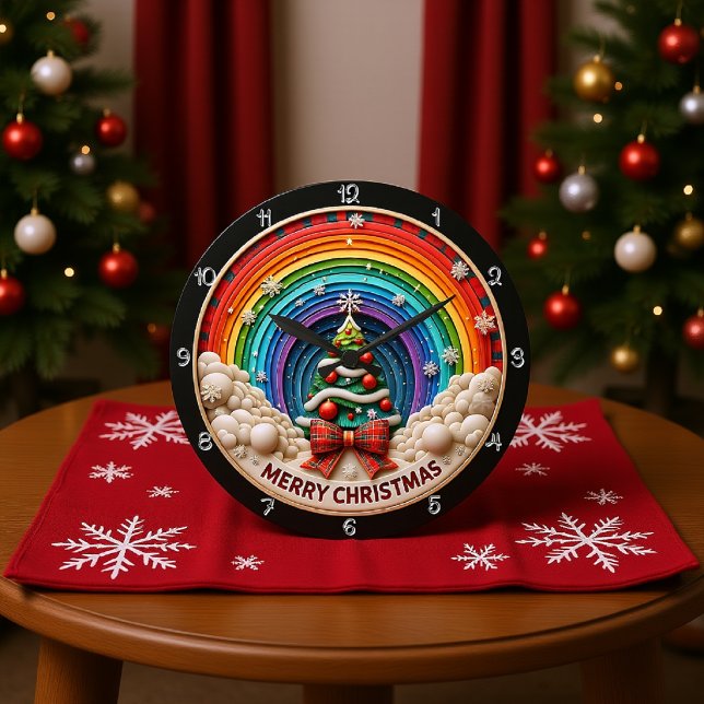 Frohe Weihnachts Rainbow Art Große Wanduhr (Von Creator hochgeladen)