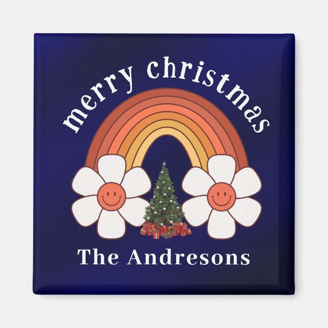 Frohe Weihnachts Rainbow Personalisiert Magnet (Vorne)