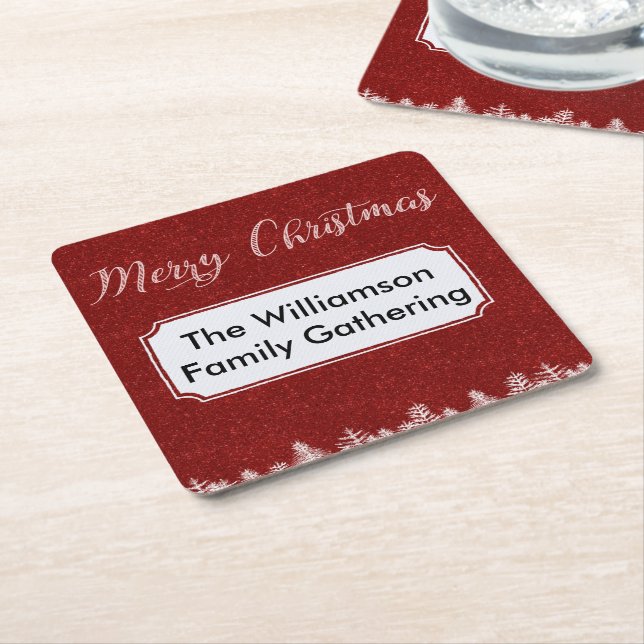 Frohe Weihnachts Red Bling Labels Rechteckiger Pappuntersetzer (angewinkelt)