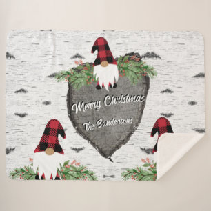 Frohe Weihnachts Red Buffalo Karierte Gnomes Sherpadecke