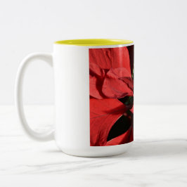 Frohe Weihnachts Red Curly Poinsettia Zweifarbige Tasse