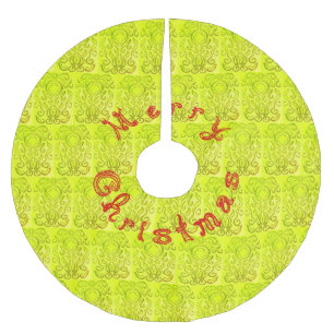 Frohe Weihnachts Red Fabric Schriftart Warm Green Polyester Weihnachtsbaumdecke