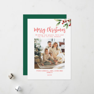 Frohe Weihnachts-Red Family-Foto-Urlaubskarte Feiertagskarte