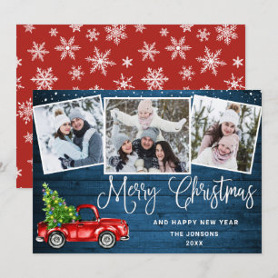 Frohe Weihnachts Red Farm Truck 3 Foto Feiertagskarte