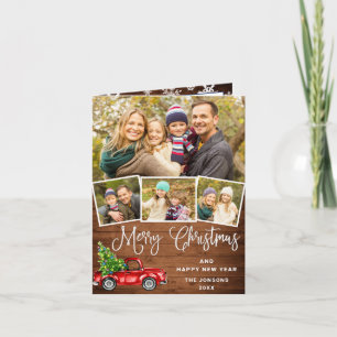 Frohe Weihnachts Red Farm Truck 4 Foto Feiertagskarte