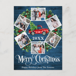 Frohe Weihnachts Red Farm Truck 6 Foto Postkarte