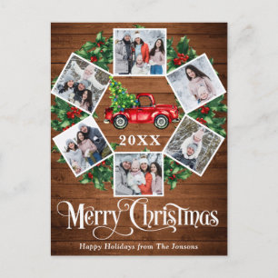 Frohe Weihnachts Red Farm Truck 6 Foto Postkarte
