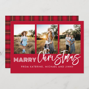 Frohe Weihnachts Red Foto Collage Familienkarte Feiertagskarte