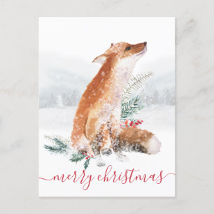 Frohe Weihnachts Red Fox Winter Woodland Urlaub Postkarte