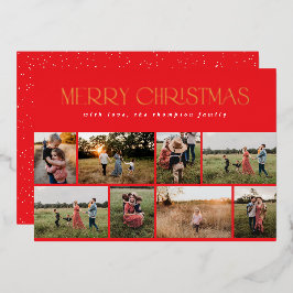 Frohe Weihnachts Red Gold Foil Multiple Foto Folien Feiertagskarte