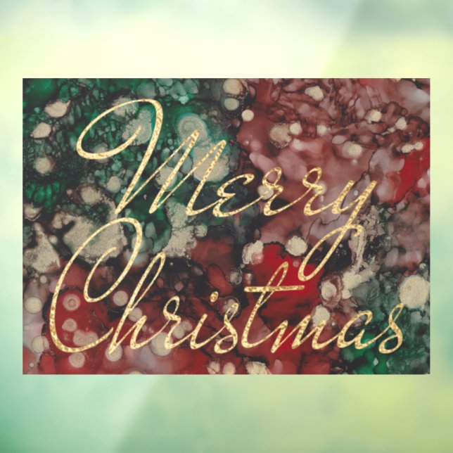 Frohe Weihnachts Red Green Gold Window Cling Fensteraufkleber (Blatt 3)