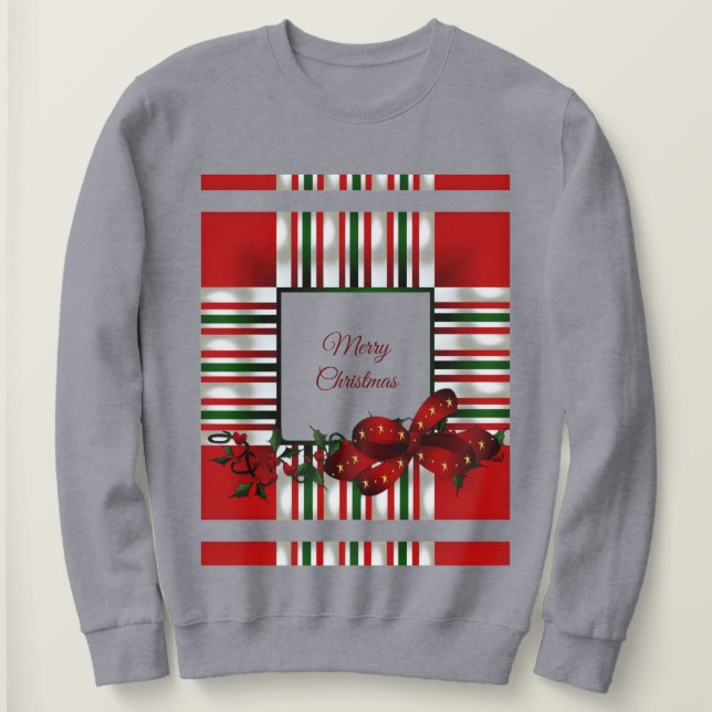 Frohe Weihnachts Red Green Kariert Sweatshirt (Design vorne)