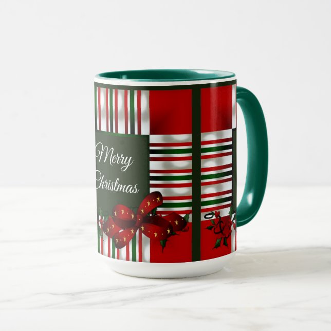 Frohe Weihnachts Red Green Kariert Tasse (VorderseiteRechts)