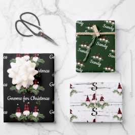 Frohe Weihnachts Red Hat Buffalo Karierte Gnomes Geschenkpapier Set