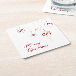 Frohe Weihnachts Red Monogram Bauble Ornaments Rechteckiger Pappuntersetzer