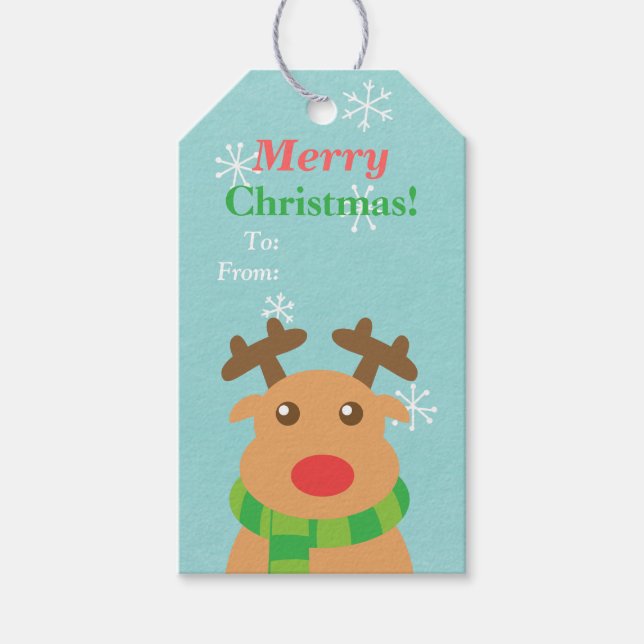 Frohe Weihnachts Red Nosed Reindeer Geschenktasten Geschenkanhänger (Vorderseite)