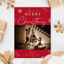 Frohe Weihnachts Red One Family Foto Foil Card