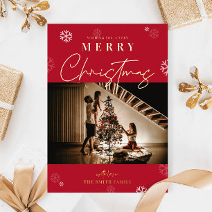 Frohe Weihnachts Red One Family Foto Foil Card Folien Feiertagskarte