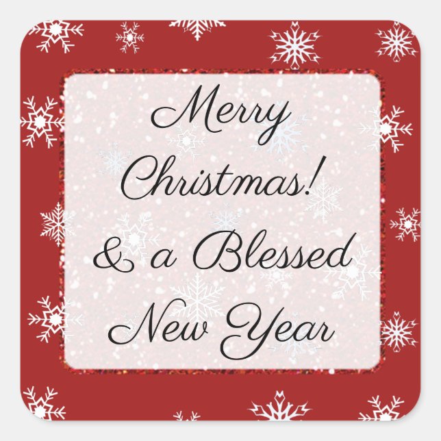Frohe Weihnachts Red Snowflake Stickers (Vorderseite)