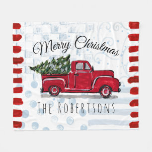 Frohe Weihnachts Red Truck Personalisiert Fleecedecke