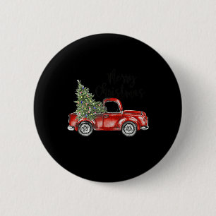 Frohe Weihnachts Red Truck Tree Light Familie Button