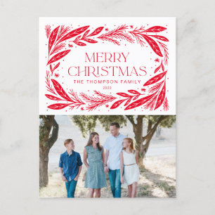 Frohe Weihnachts Red Wreath Postkarte