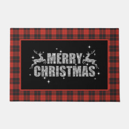 Frohe Weihnachts-Reindeer auf Kariert Fußmatte