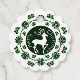 Frohe Weihnachts-Reindeer Blumengrün Kranz Niedlic Geschenkanhänger