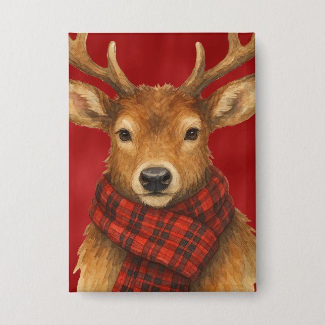 Frohe Weihnachts Reindeer Button (Vorderseite)