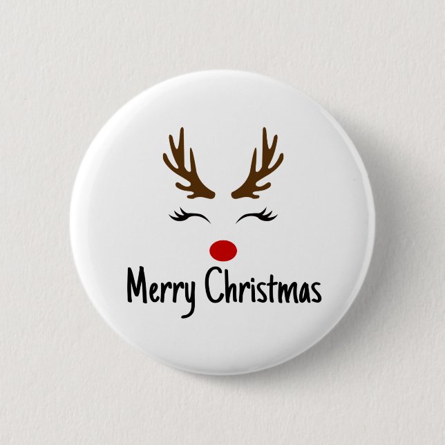 Frohe Weihnachts Reindeer Button (Vorderseite)