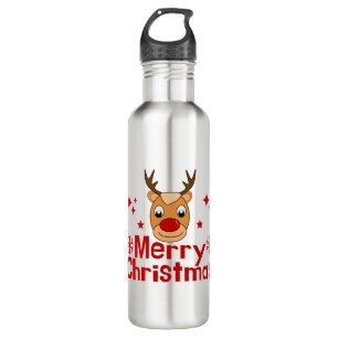 Frohe Weihnachts Reindeer Edelstahlflasche