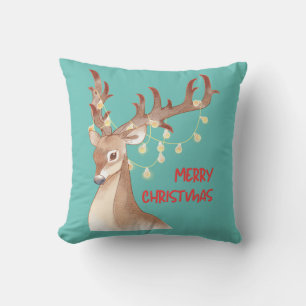 Frohe Weihnachts Reindeer Kissen