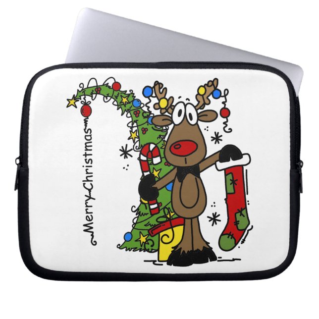 Frohe Weihnachts Reindeer Laptopschutzhülle (Vorderseite)