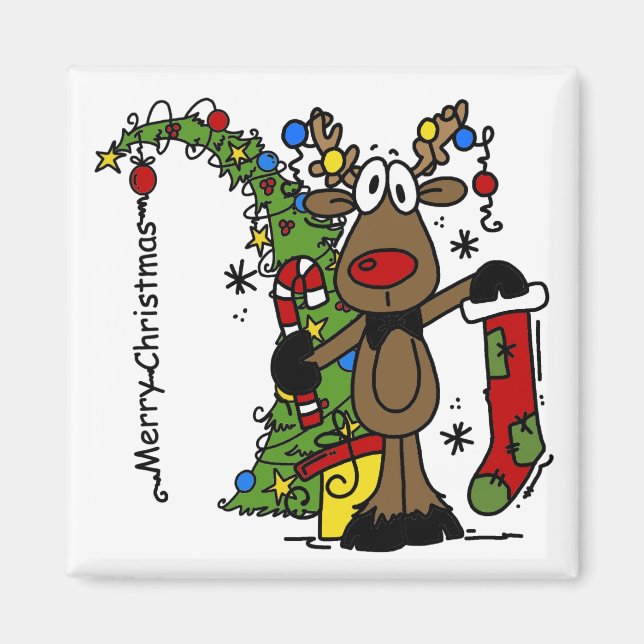 Frohe Weihnachts Reindeer Magnet (Vorne)