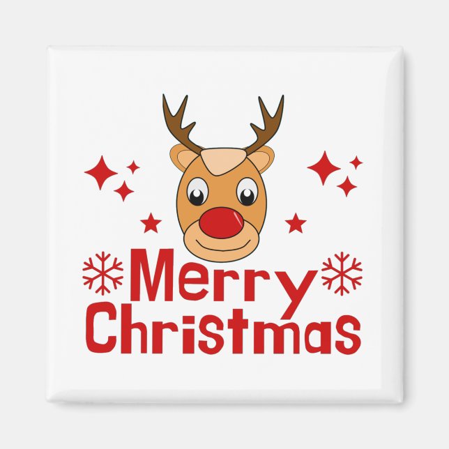 Frohe Weihnachts Reindeer Magnet (Vorne)