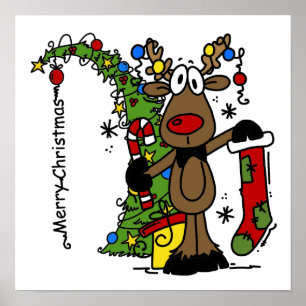 Frohe Weihnachts Reindeer Poster