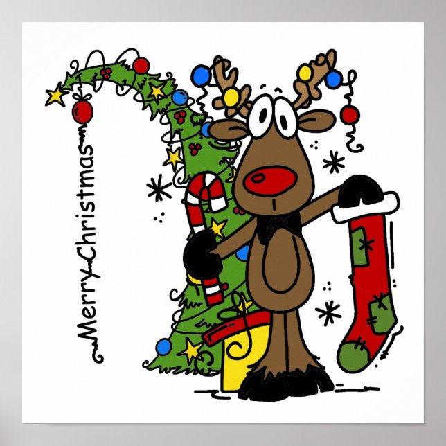 Frohe Weihnachts Reindeer Poster (Vorne)