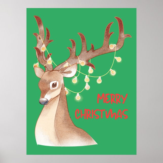 Frohe Weihnachts Reindeer Poster (Vorne)