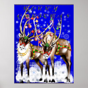 Frohe Weihnachts-Reindeer-Poster Poster
