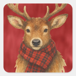 Frohe Weihnachts Reindeer Quadratischer Aufkleber