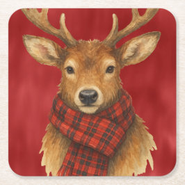 Frohe Weihnachts Reindeer Rechteckiger Pappuntersetzer