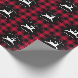 Frohe Weihnachts Reindeer Red Black Buffalo Karo Geschenkpapier